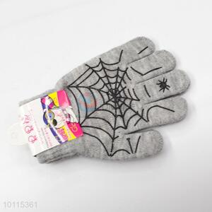 Winter spider knitted children gloves