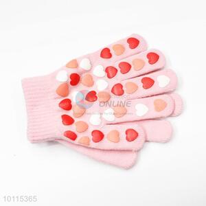 Loving heart winter gloves for girls