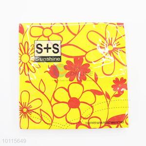 Wholesale cute yellow napkin with red flowers