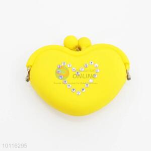 Yellow Heart Shaped Coin Purse,Coin Holder,Coin Pouch