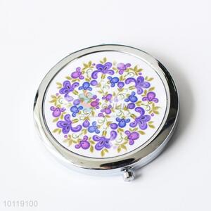 Promotional Flower Printed Round Makeup Mirror/Cosmetic Mirror for Girls