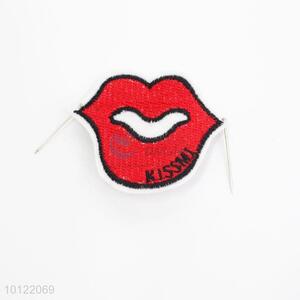 Red Lip Shape Embroidery Clothing Patch