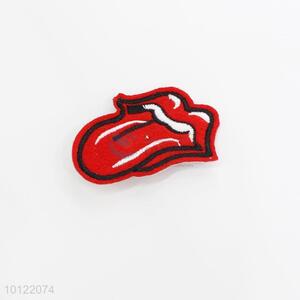 High Quality Custom Embroidery Red Tongue Patches