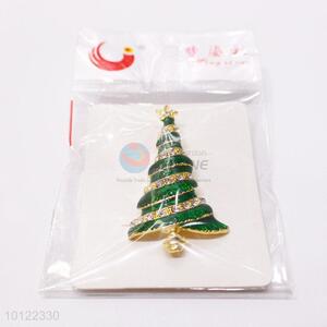 Wholesale Rhinestone Brooch Pin in Christmas Tree Shape