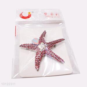 Starfish Shaped Rhinestone Brooch Pin for Garment