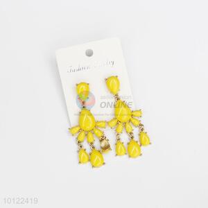 Wholesale yellow stone dangle earrings/crystal earrings