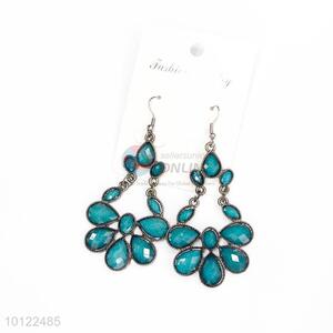 Flower shaped blue stone dangle earrings/wedding earrings/jewelry