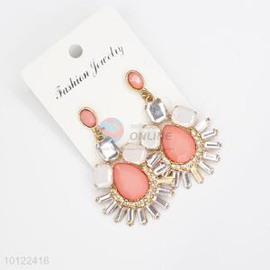 Pink stone dangle earrings/crystal earrings