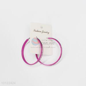 Pink big circle alloy hoop earrings/silver hoop earrings