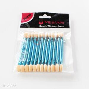 12 pcs Blue Handle Makeup Brush for Cosmetic Double Ended Eyeshadow Brush Set