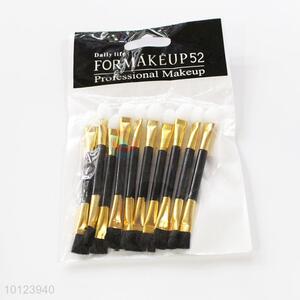 Multifunction 10 pcs Black and Golden Handle for Cosmetic Double Ended Eyeshadow Brush Set