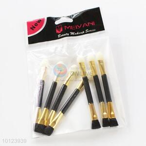 7 pcs Black and Golden Handle Makeup Brush for Cosmetic Double Ended Eyeshadow Brush Set