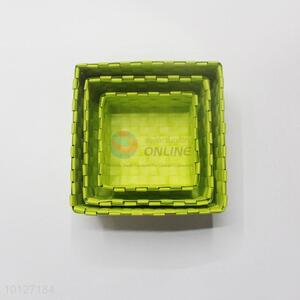 Cheap green square woven waterproof basket
