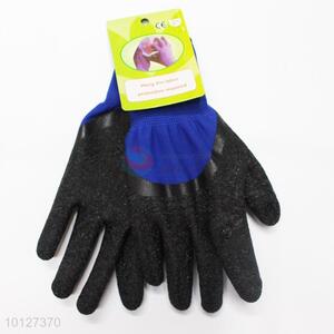 High quality blue-black anti-slip NBR safety gloves