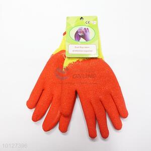 Wholesale cheap anti-slip orange working gloves/PVC garden gloves