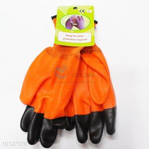 Good quality orange-black anti-slip industrial PVC gloves