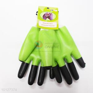 Good quality green-black anti-slip industrial latex gloves