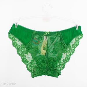 Green sexy lace flower pattern transparent soft sexy panties lace spandex underwear