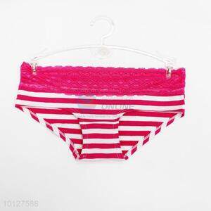 Rose red and white stripes pattern modal lace briefs women underwear comfortable women briefs