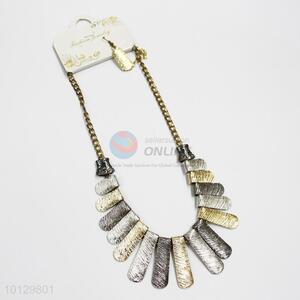 Rectangle textured multi-plating alloy necklace&earrings set