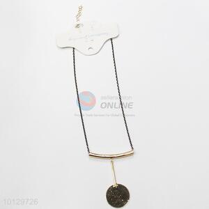 Latest product gold round flat plate alloy pendant necklace