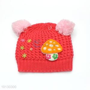 Red Cartoon Child's Hat/Beanie With Pompon