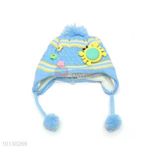 Blue Ear Protection Cartoon Beanie For Children