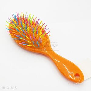 Orange Color Brush Plastic Hairbrush Curved Needle Rainbow Hair Brush