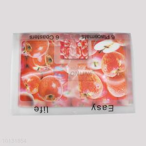 Wholesale Apples Printed 6pcs Placmats, 6pcs Coasters