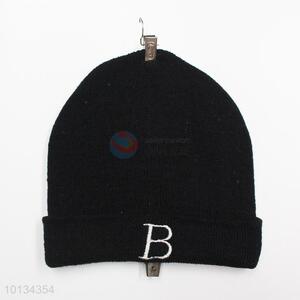 Letter B Embroidered Black Men Winter Hats