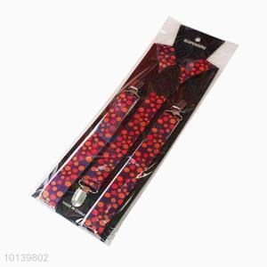 High Quality Dots Printed Adults' Suspender with Metal Clips