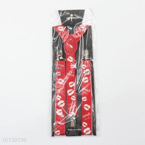 Factory Direct Lips Printed Adults' Suspender with Metal Clips