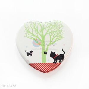 Fashion Printing Heart Shape Two-Side Compact Mirror