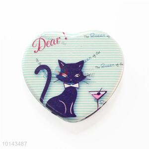 Fashion Cat Pattern Heart Shape Make-Up Mirror