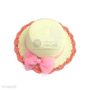 Wholesale Straw Billycock Hat With Bowknot For Children