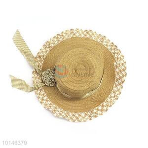 Round Top Paper Straw Cap Women's Sunhat