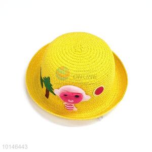 New Design Straw Bowler Hat With Cartoon Pattern