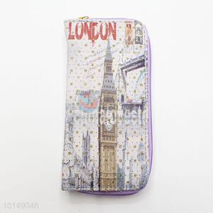 Glitter Star Big Ben Printed Zipper Long Wallet PU Leather Purse Ladies Clutch Card Holder