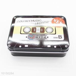 Chic Tape Printed Rectangular Shaped Metal Tea Box Tinplate Container Home Decor Ornament Tin Box Home Decor