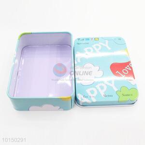 Rectangular Shaped Cloud Printed Tea Storage Tin Box Tinplate Candy Trinket Iron Jewelry Pill Coin Box Case