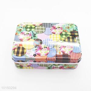 Colorful Flower Printed Rectangular Shaped Tinplate Shape Storage Tin Box Coin Bag Jewelry Box Lovely Print Storage Box