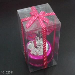 Crystal Glass Rose Decorative with Music and Light Craft Gift