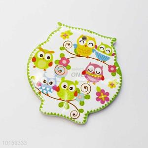 Green Border Owl Shaped Ceramic Placemat/Cup Mat/Pot Mat