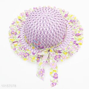 Purple paper straw hat/sun hat