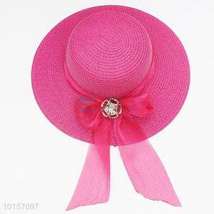 Fashion pink bowknot paper straw hat