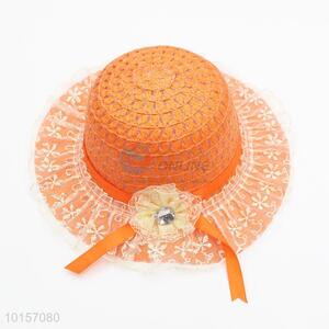 Orange flower paper straw hat