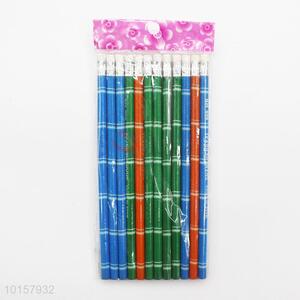 12 Pieces/Bag Eco-friendly Novelty Wooden Pencil with Eraser for Kids