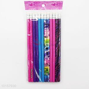 12 Pieces/Bag Hot Selling Wooden Pencil with Eraser School Supplies