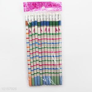 12 Pieces/Bag Eco friendly Wooden Pencil with Eraser Office School Supplies