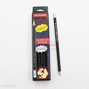 12 Pieces/Box Black Color HB Eco-friendly Wooden Pencil with Eraser for Children